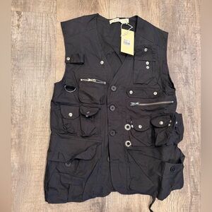 Mnml Cargo Utility Vest Jacket Men's XS Button Front New